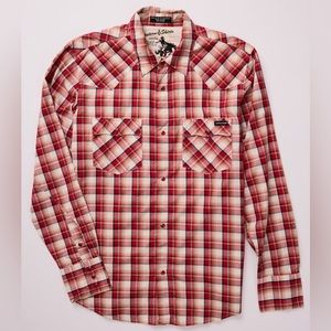 Volcom Western Inspired Long Sleeve Button Down Plaid Shirt Medium